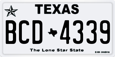 TX license plate BCD4339