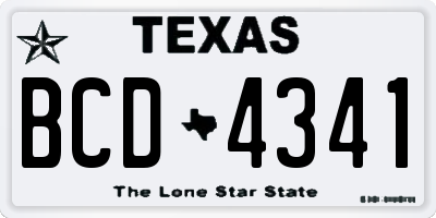 TX license plate BCD4341