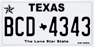 TX license plate BCD4343