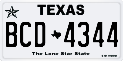 TX license plate BCD4344