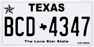 TX license plate BCD4347
