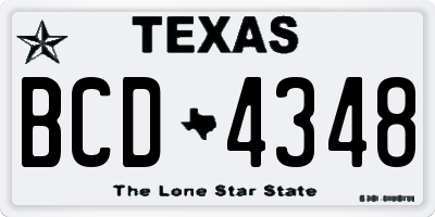 TX license plate BCD4348