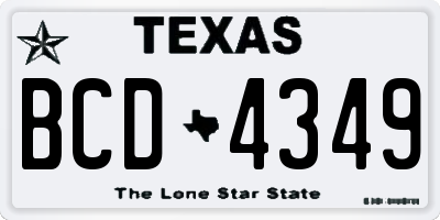TX license plate BCD4349
