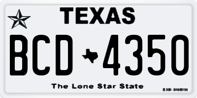 TX license plate BCD4350