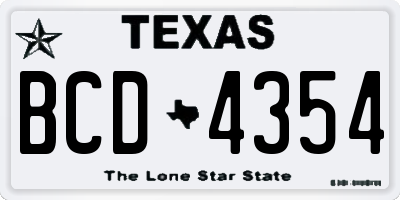 TX license plate BCD4354