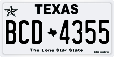 TX license plate BCD4355