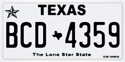 TX license plate BCD4359