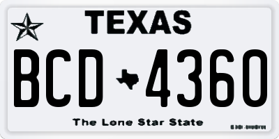 TX license plate BCD4360