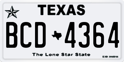 TX license plate BCD4364