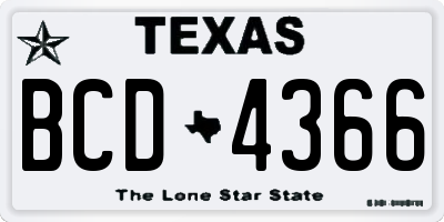 TX license plate BCD4366
