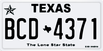 TX license plate BCD4371