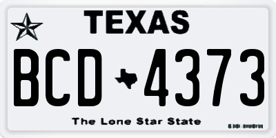 TX license plate BCD4373