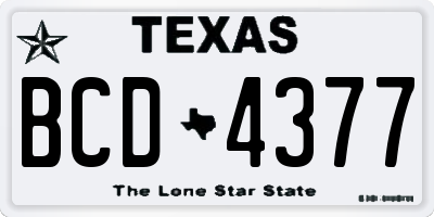 TX license plate BCD4377