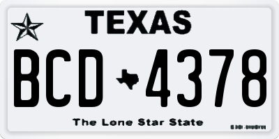 TX license plate BCD4378