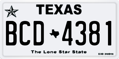 TX license plate BCD4381
