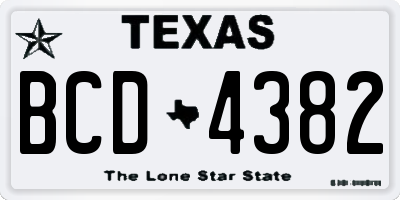 TX license plate BCD4382
