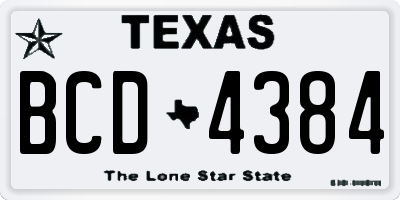TX license plate BCD4384