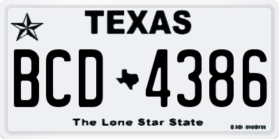TX license plate BCD4386
