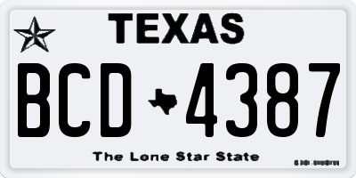 TX license plate BCD4387