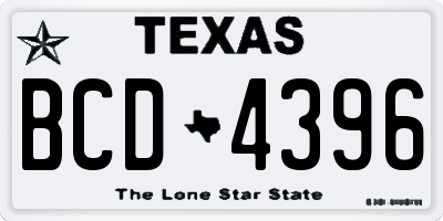 TX license plate BCD4396