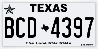 TX license plate BCD4397
