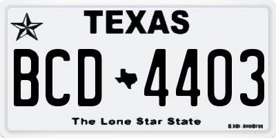 TX license plate BCD4403