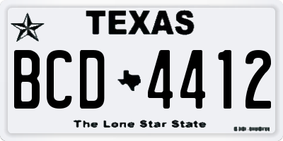 TX license plate BCD4412