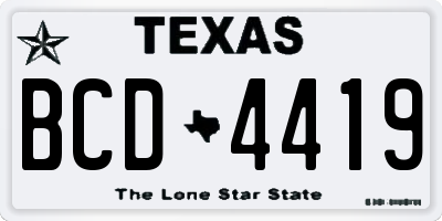 TX license plate BCD4419