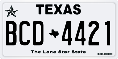 TX license plate BCD4421