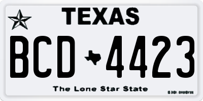 TX license plate BCD4423