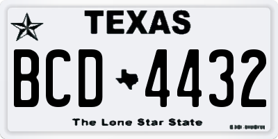 TX license plate BCD4432