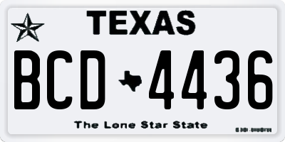 TX license plate BCD4436