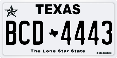 TX license plate BCD4443