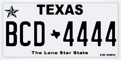 TX license plate BCD4444