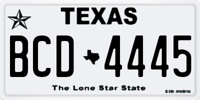 TX license plate BCD4445
