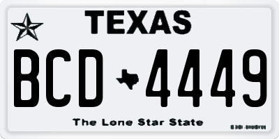 TX license plate BCD4449