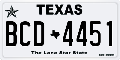 TX license plate BCD4451