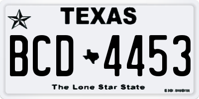 TX license plate BCD4453