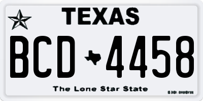 TX license plate BCD4458