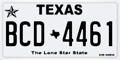 TX license plate BCD4461