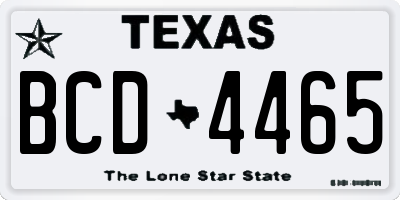 TX license plate BCD4465