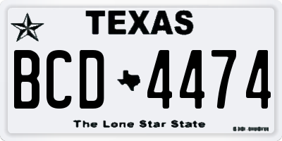 TX license plate BCD4474