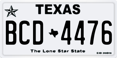 TX license plate BCD4476