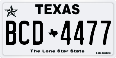 TX license plate BCD4477