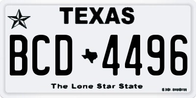 TX license plate BCD4496