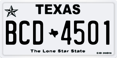 TX license plate BCD4501