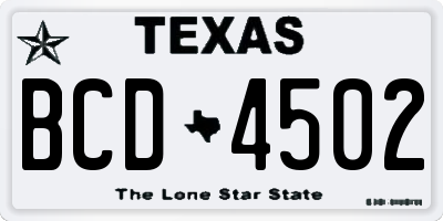 TX license plate BCD4502