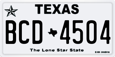 TX license plate BCD4504