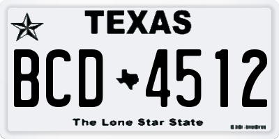 TX license plate BCD4512