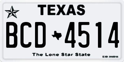 TX license plate BCD4514